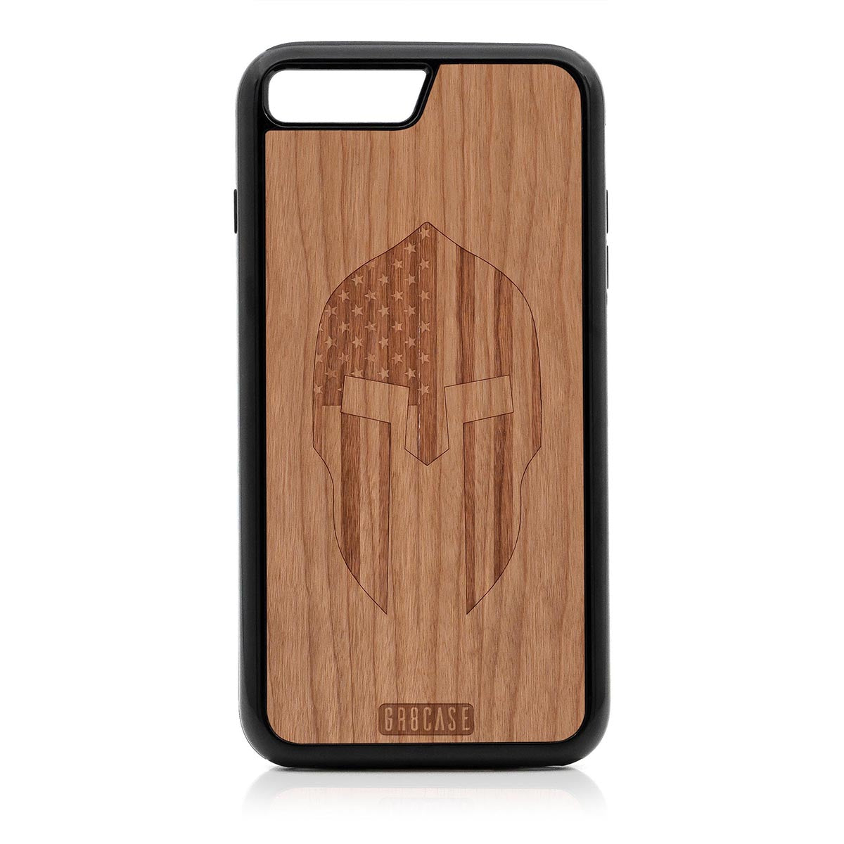 USA Spartan Helmet Design Wood Case For iPhone 7 Plus / 8 Plus