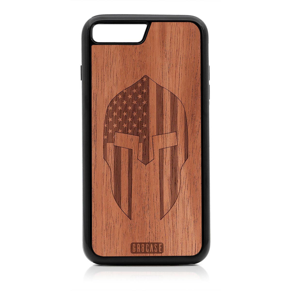 USA Spartan Helmet Design Wood Case For iPhone 7 Plus / 8 Plus