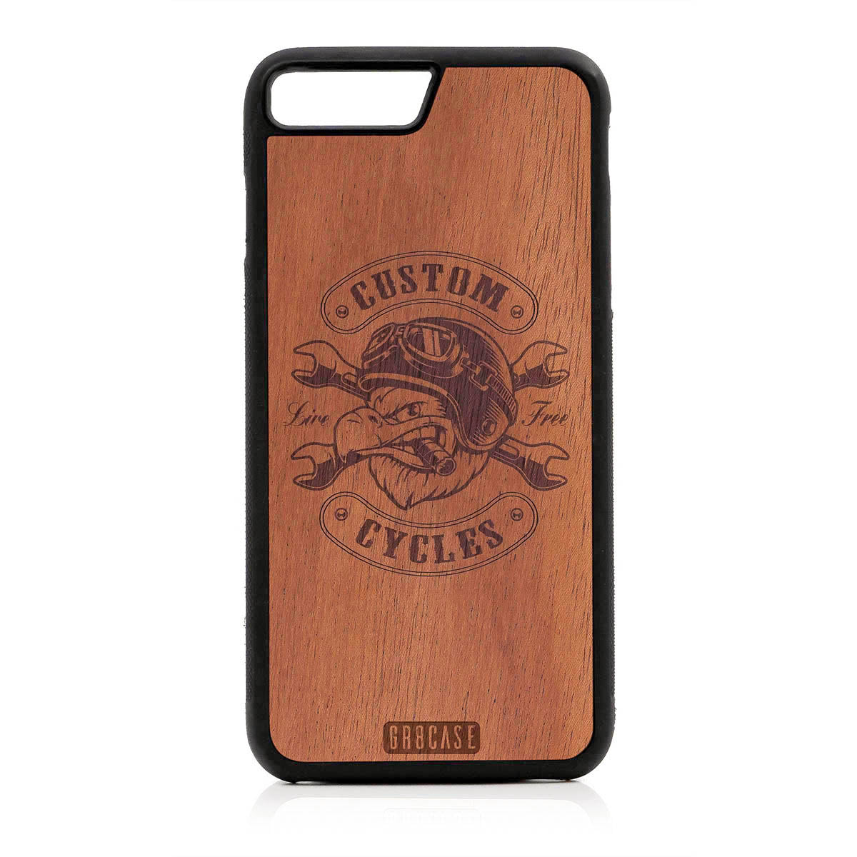 Custom Cycles Live Free (Biker Eagle) Design Wood Case For iPhone 7 Plus / 8 Plus by GR8CASE