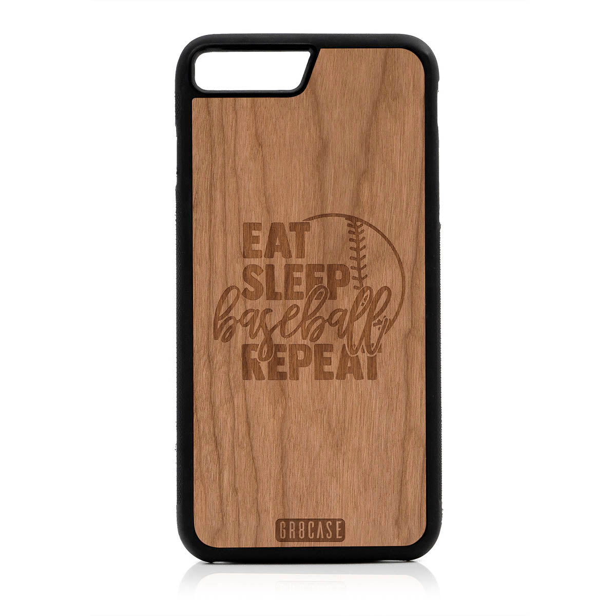 Eat Sleep Baseball Repeat Design Wood Case For iPhone 7 Plus / 8 Plus