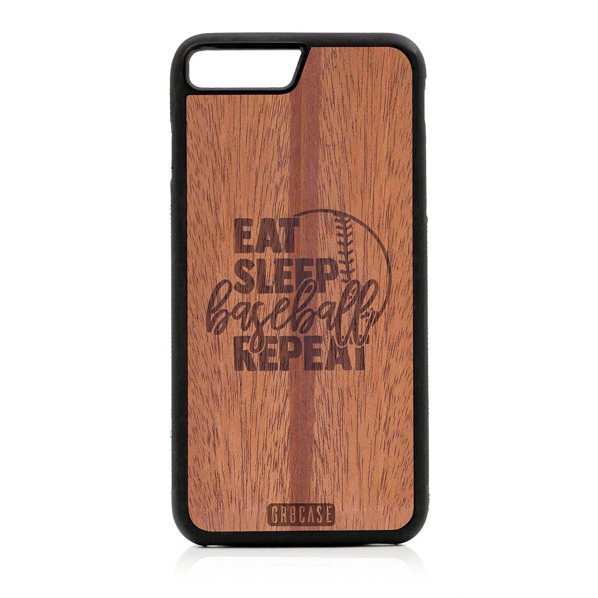 Eat Sleep Baseball Repeat Design Wood Case For iPhone 7 Plus / 8 Plus
