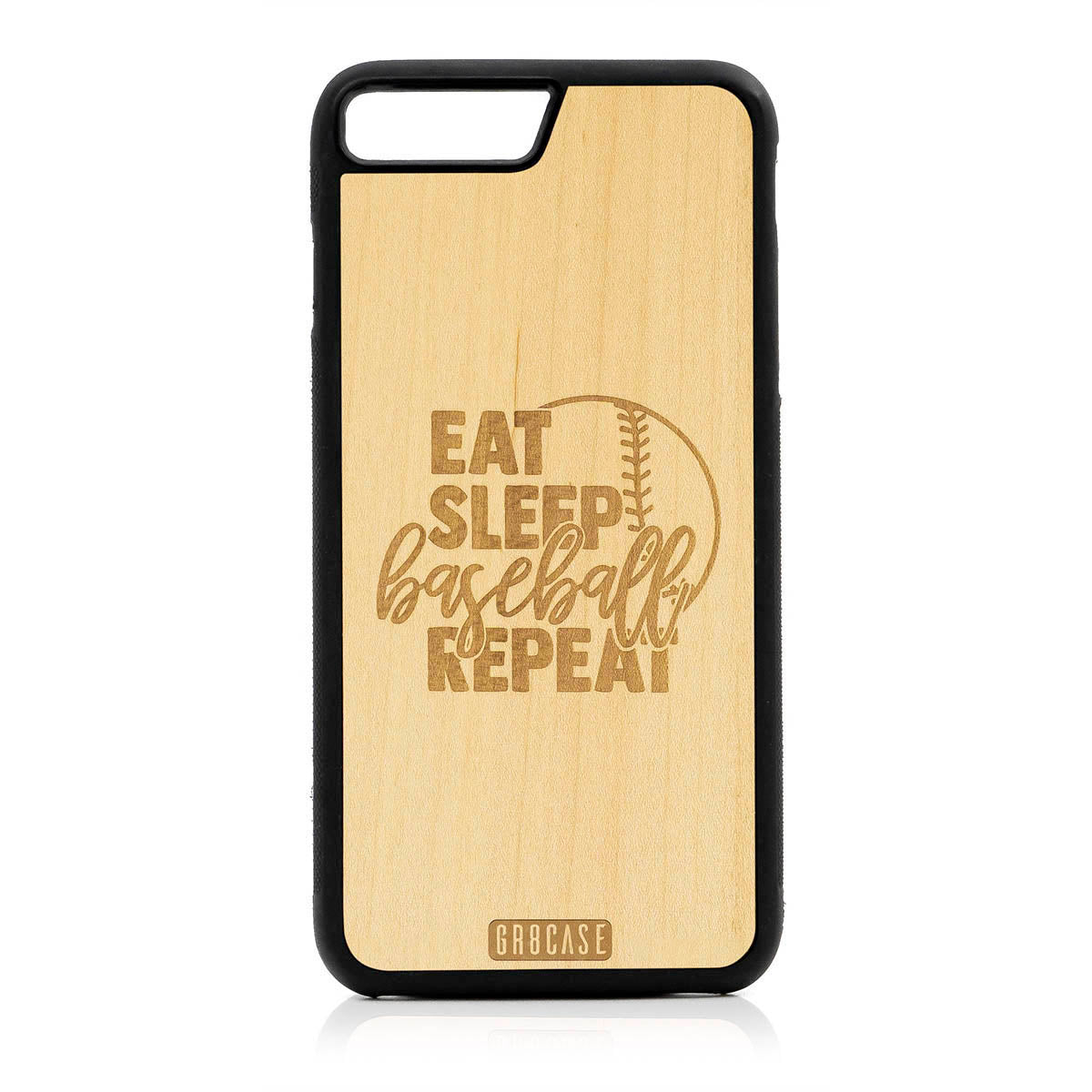 Eat Sleep Baseball Repeat Design Wood Case For iPhone 7 Plus / 8 Plus