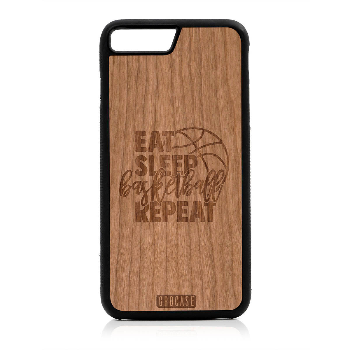 Eat Sleep Basketball Repeat Design Wood Case For iPhone 7 Plus / 8 Plus