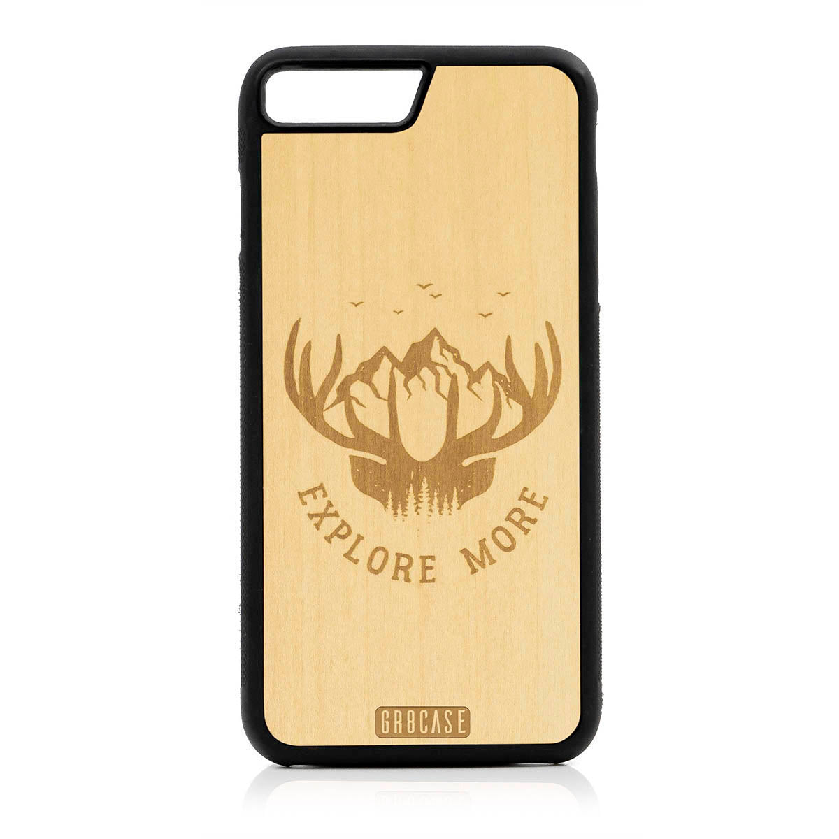Explore More (Forest, Mountains &amp; Antlers) Design Wood Case For iPhone 7 Plus / 8 Plus by GR8CASE