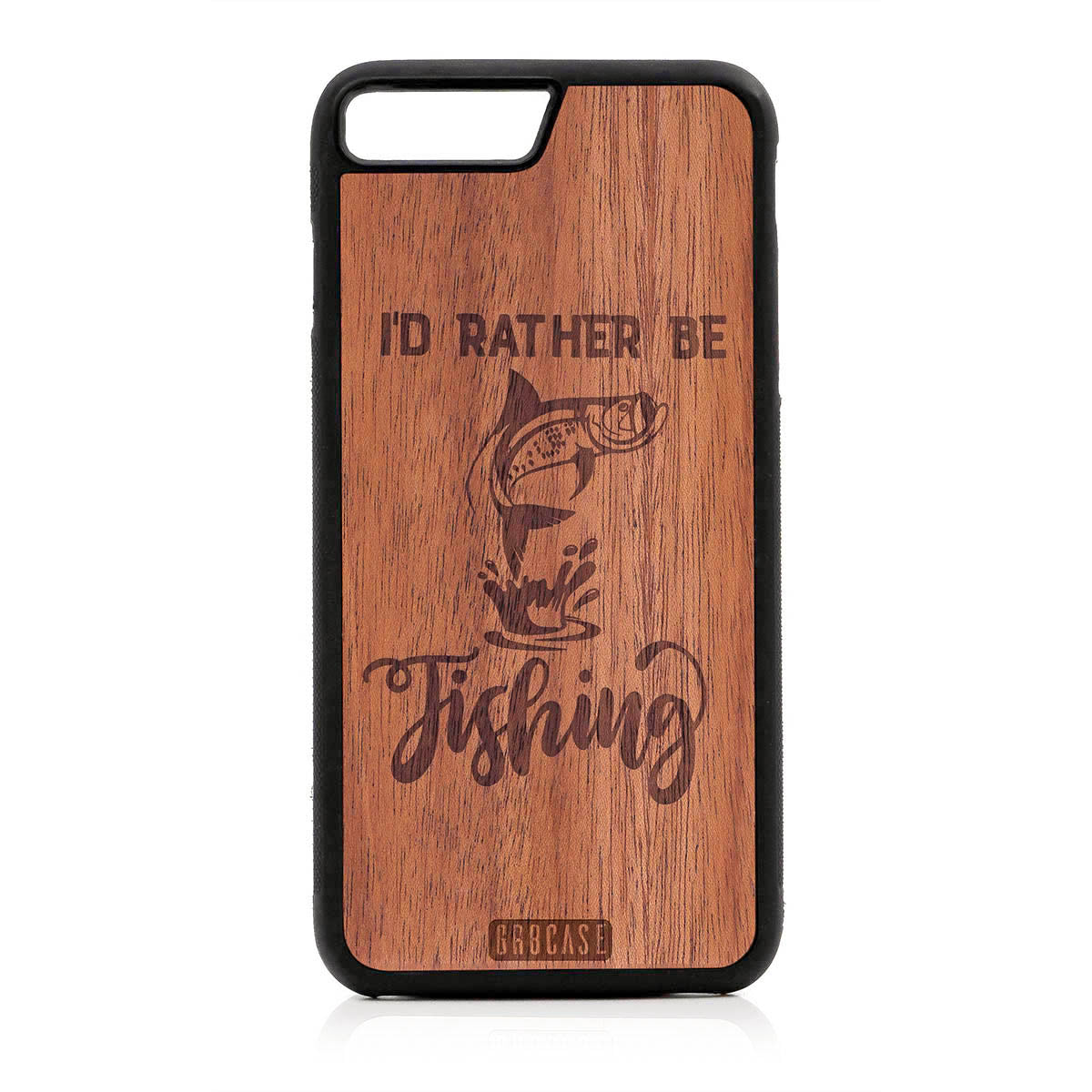 I&#39;D Rather Be Fishing Design Wood Case For iPhone 7 Plus / 8 Plus