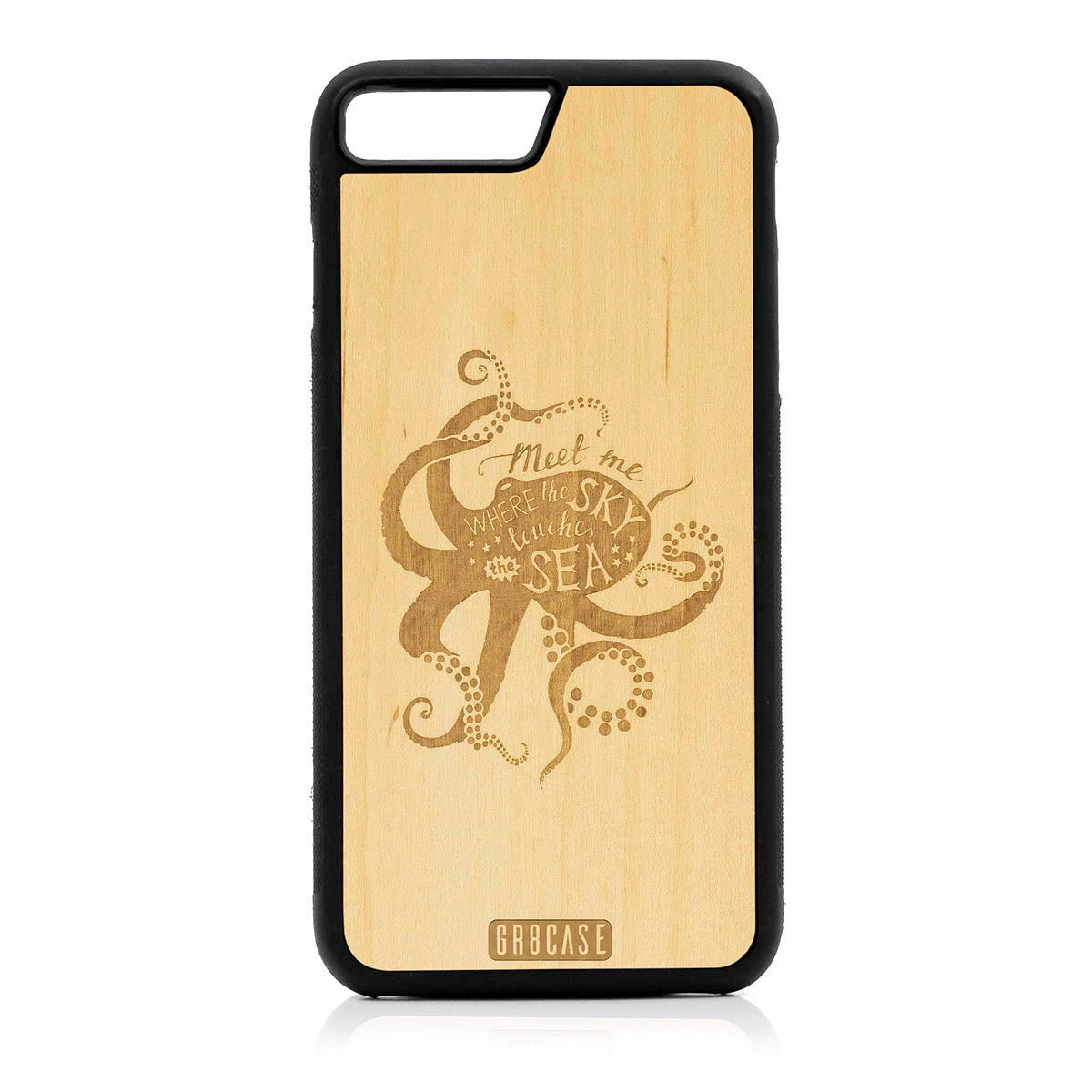 Meet Me Where The Sky Touches The Sea (Octopus) Design Wood Case For iPhone 7 Plus / 8 Plus