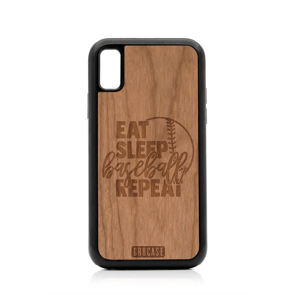 Eat Sleep Baseball Repeat Design Wood Case For iPhone X/XS