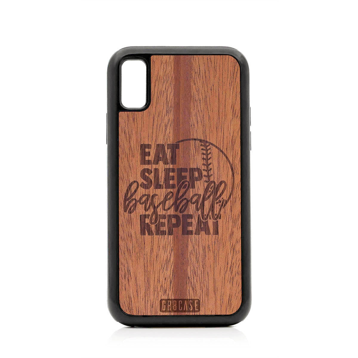Eat Sleep Baseball Repeat Design Wood Case For iPhone X/XS