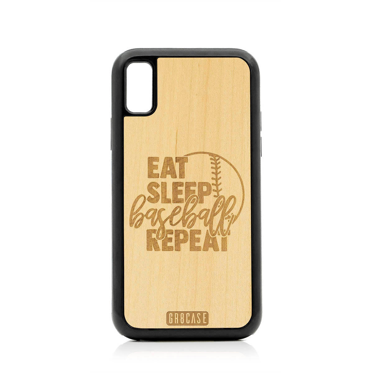 Eat Sleep Baseball Repeat Design Wood Case For iPhone X/XS