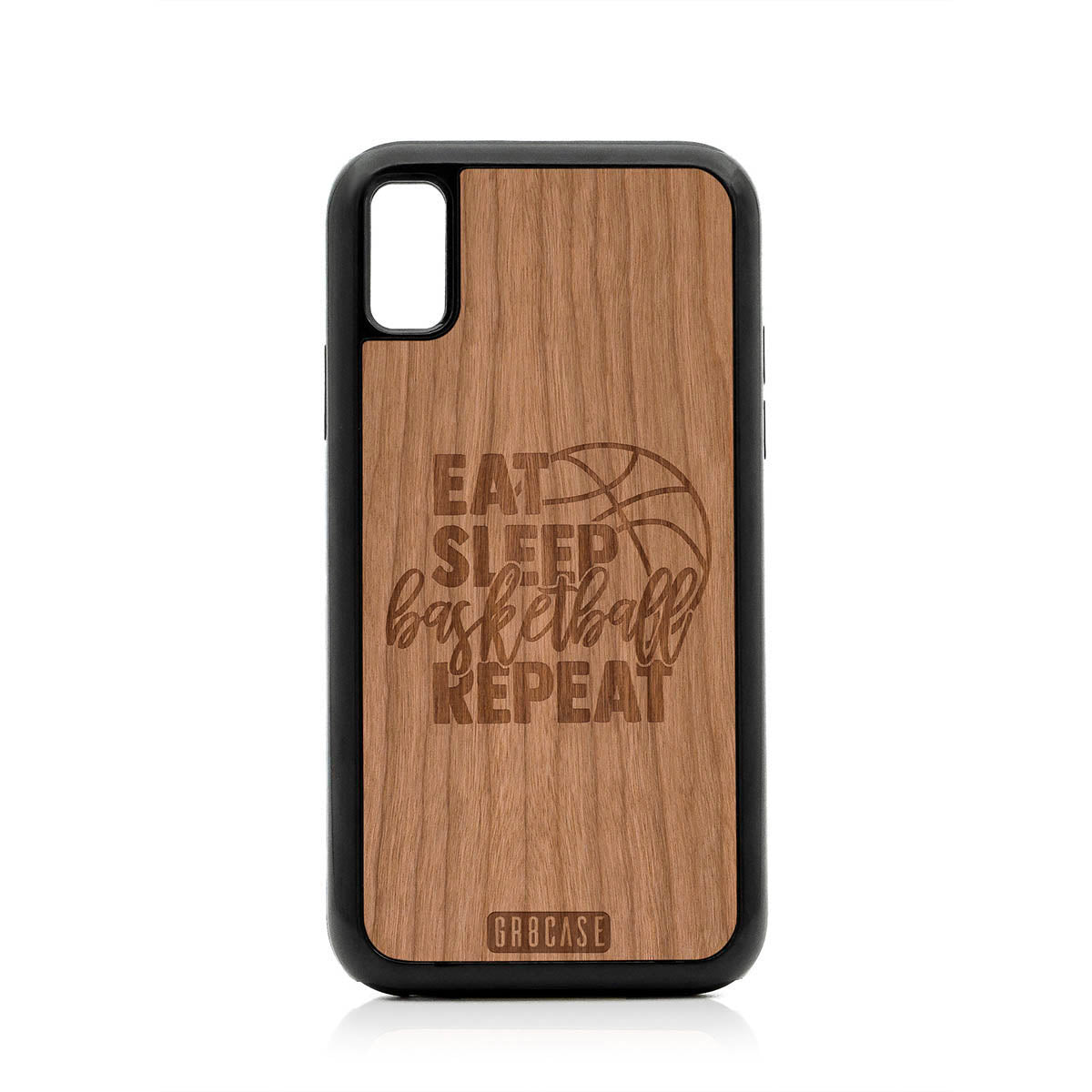 Eat Sleep Basketball Repeat Design Wood Case For iPhone X/XS