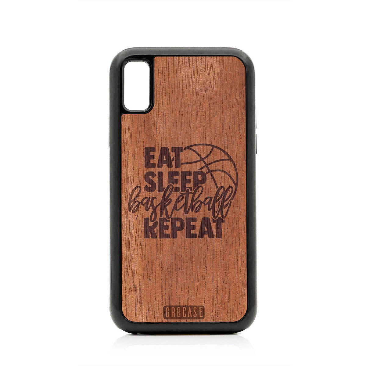 Eat Sleep Basketball Repeat Design Wood Case For iPhone X/XS