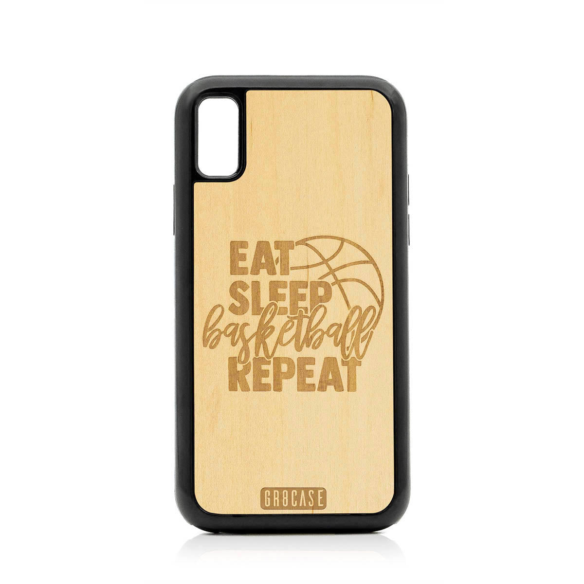 Eat Sleep Basketball Repeat Design Wood Case For iPhone X/XS