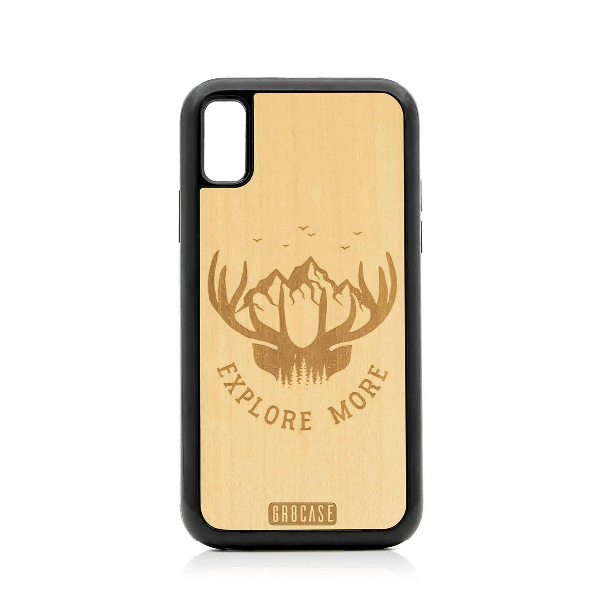 Explore More (Forest, Mountains &amp; Antlers) Design Wood Case For iPhone X/XS by GR8CASE