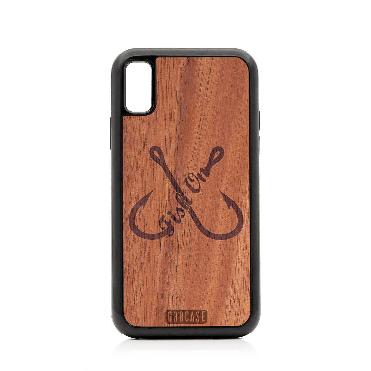 Fish On (Fish Hooks) Design Wood Case For iPhone X/XS by GR8CASE