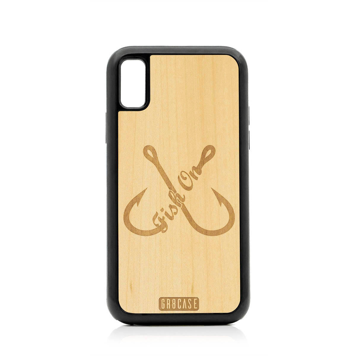 Fish On (Fish Hooks) Design Wood Case For iPhone X/XS by GR8CASE