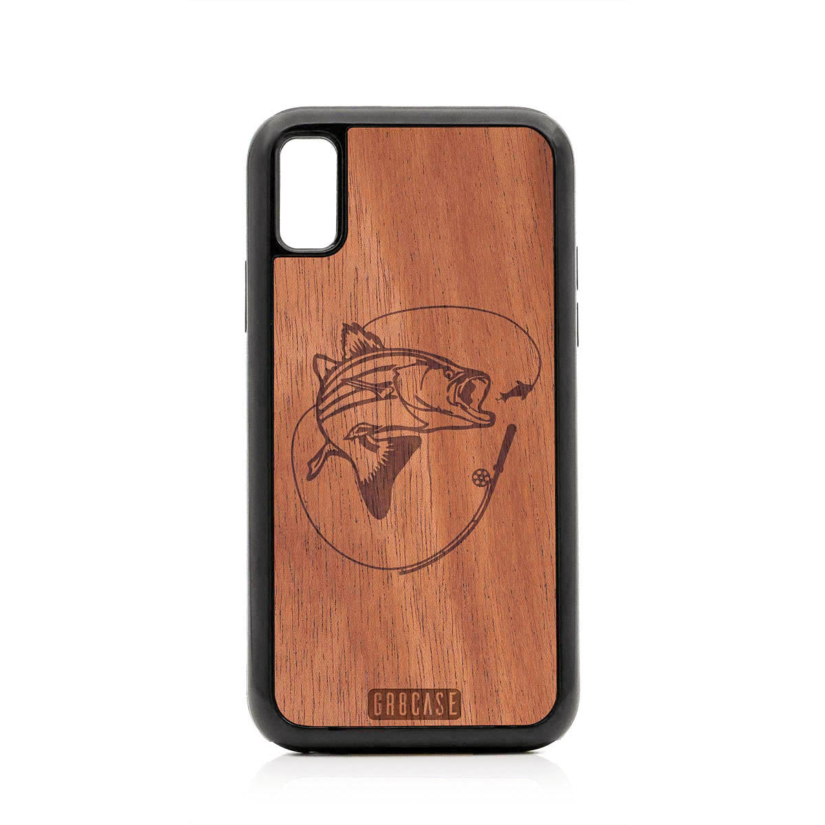Fish and Reel Design Wood Case For iPhone X/XS by GR8CASE