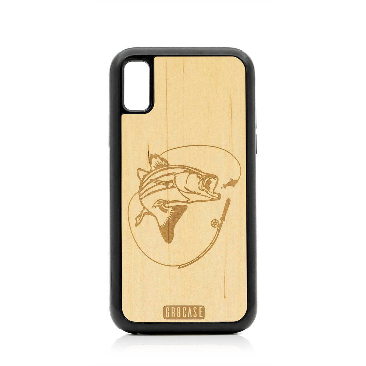 Fish and Reel Design Wood Case For iPhone X/XS by GR8CASE