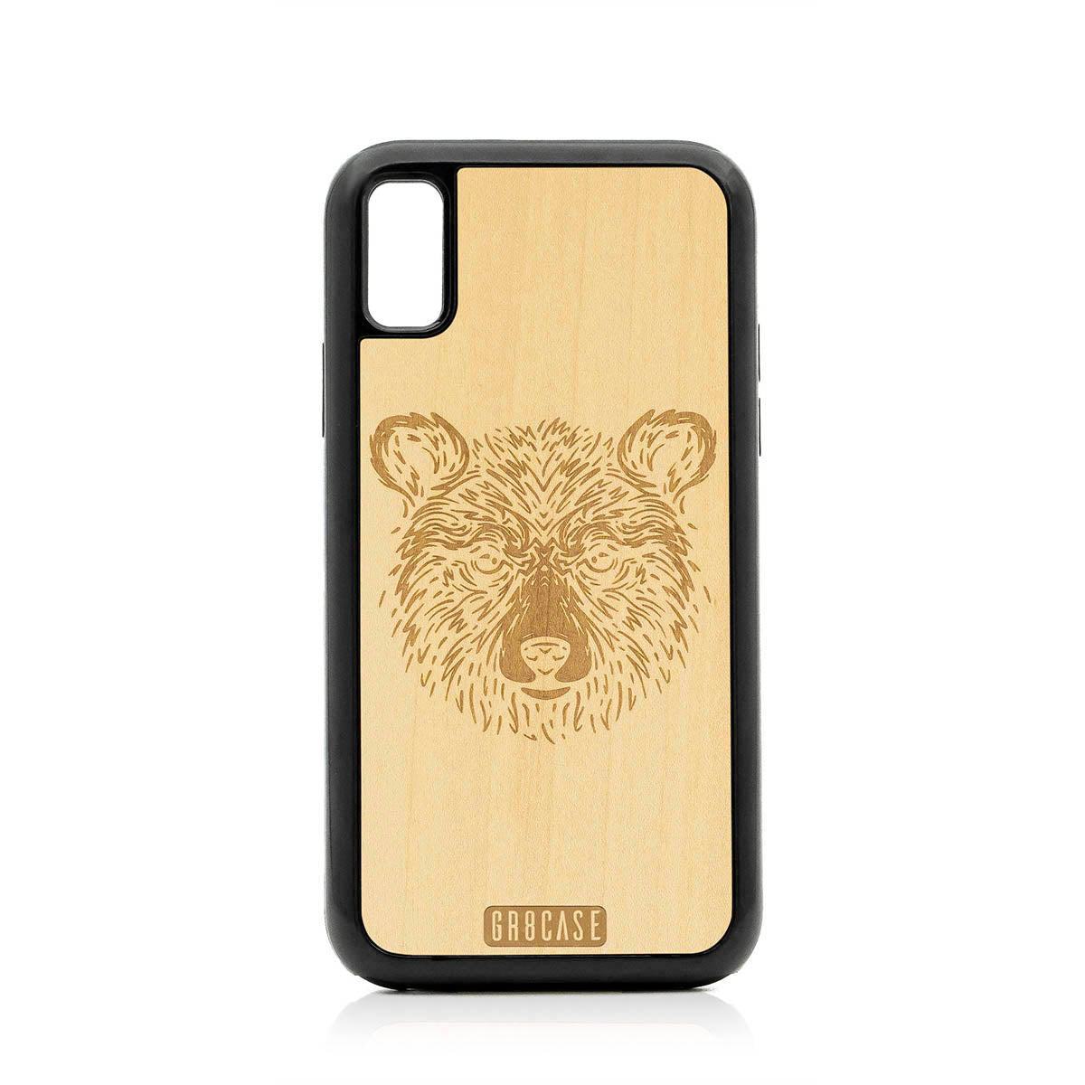 Furry Bear Design Wood Case For iPhone XR