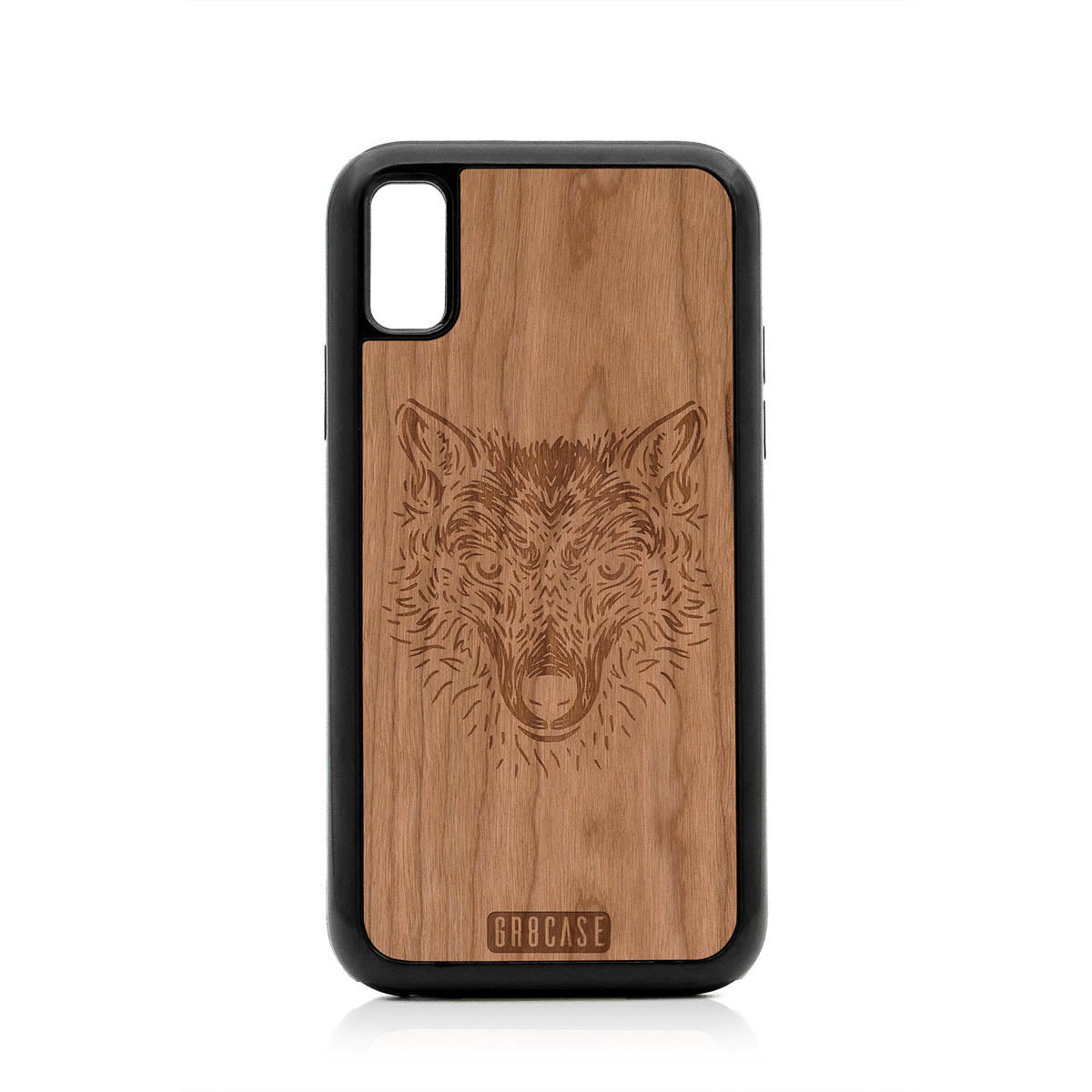 Furry Wolf Design Wood Case For iPhone X/XS