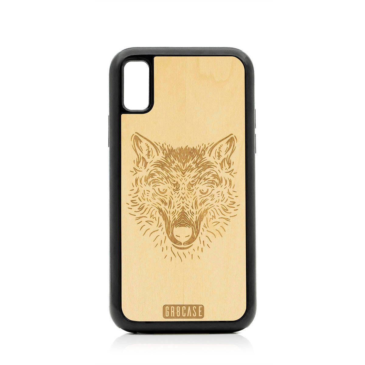 Furry Wolf Design Wood Case For iPhone X/XS