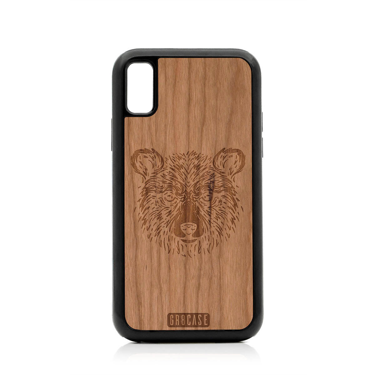 Furry Bear Design Wood Case For iPhone XR