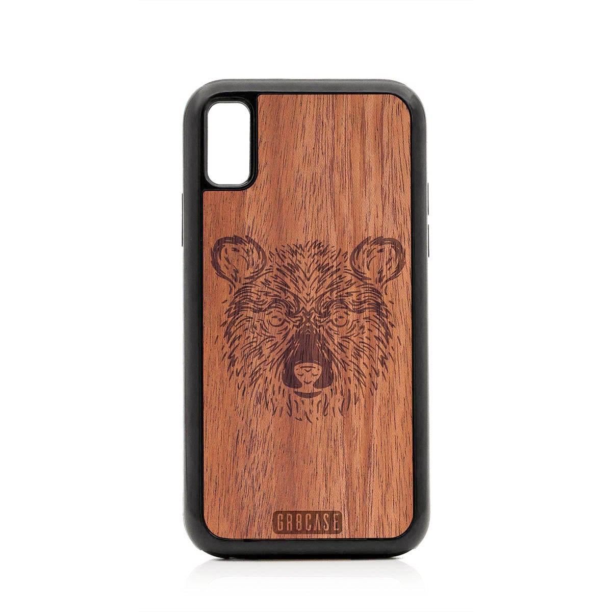 Furry Bear Design Wood Case For iPhone XR