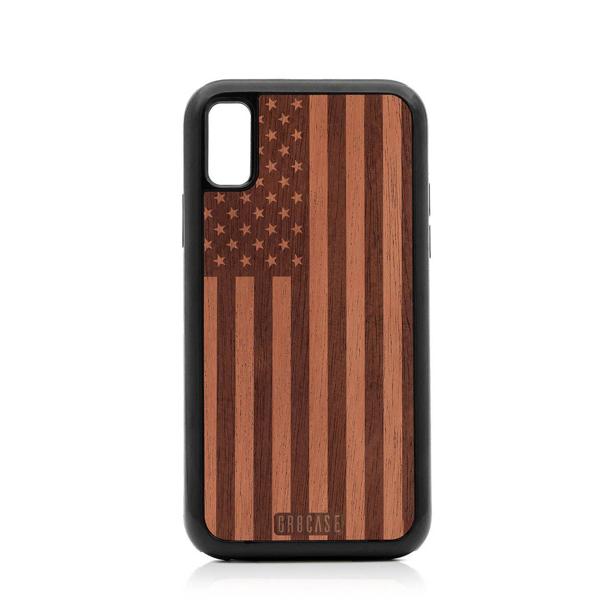 USA Flag Design Wood Case For iPhone X/XS
