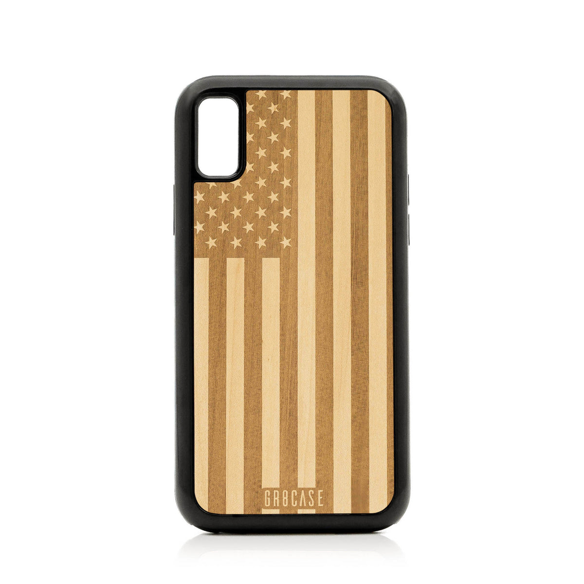 USA Flag Design Wood Case For iPhone XR