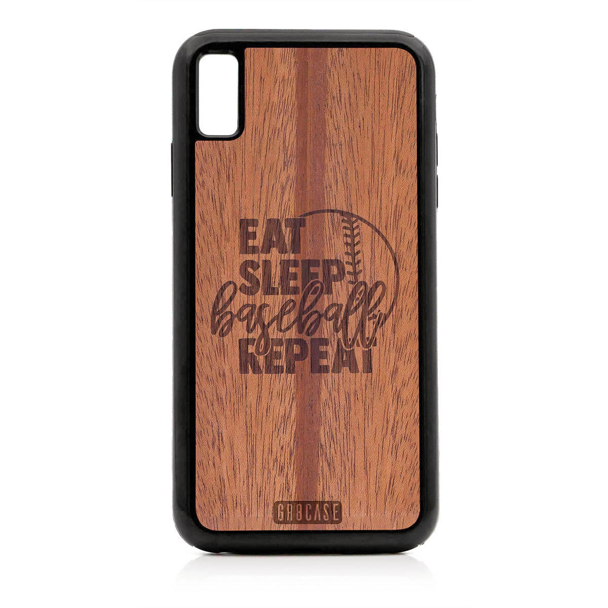 Eat Sleep Baseball Repeat Design Wood Case For iPhone XS Max
