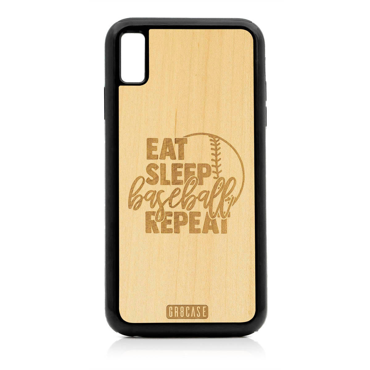 Eat Sleep Baseball Repeat Design Wood Case For iPhone XS Max