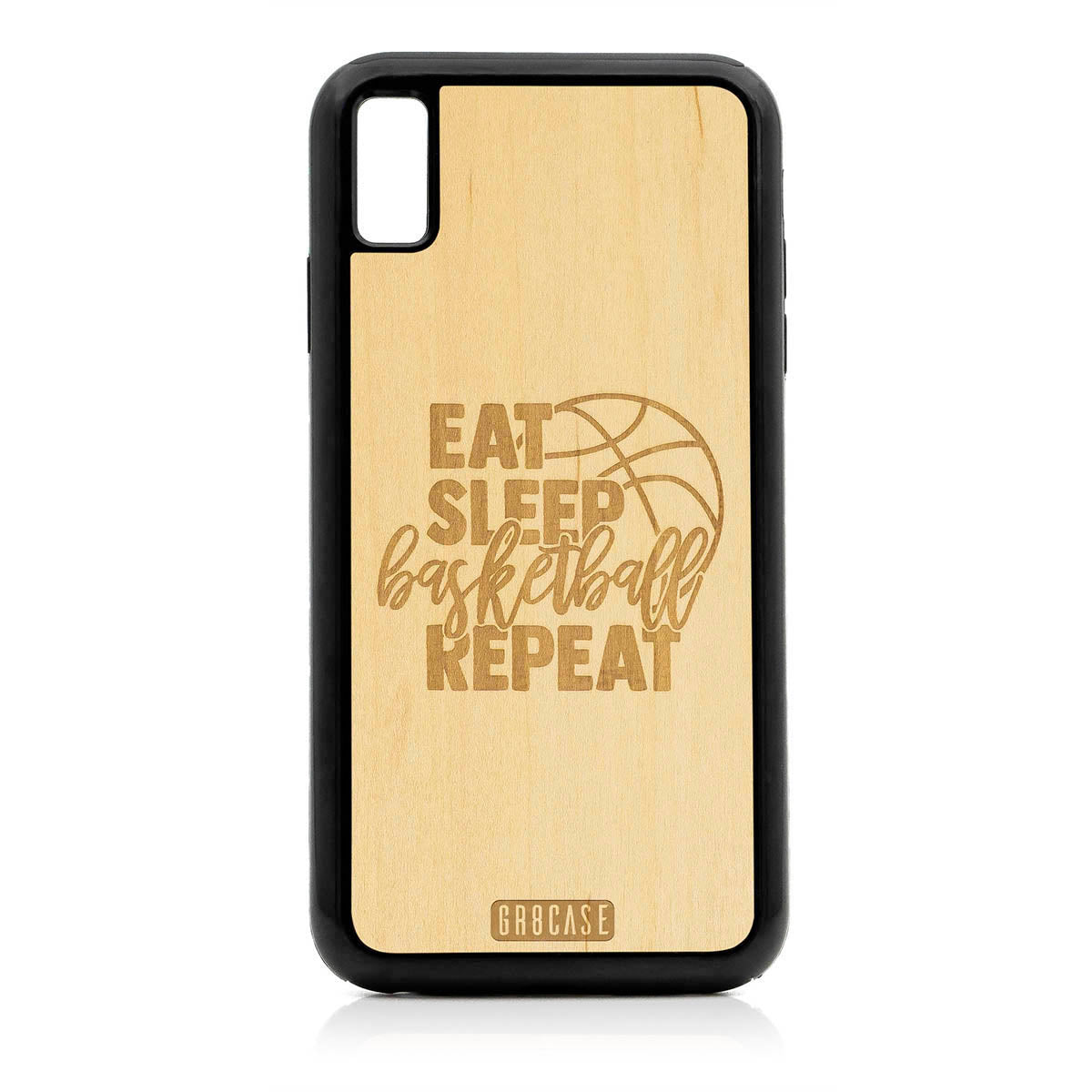 Eat Sleep Basketball Repeat Design Wood Case For iPhone XS Max