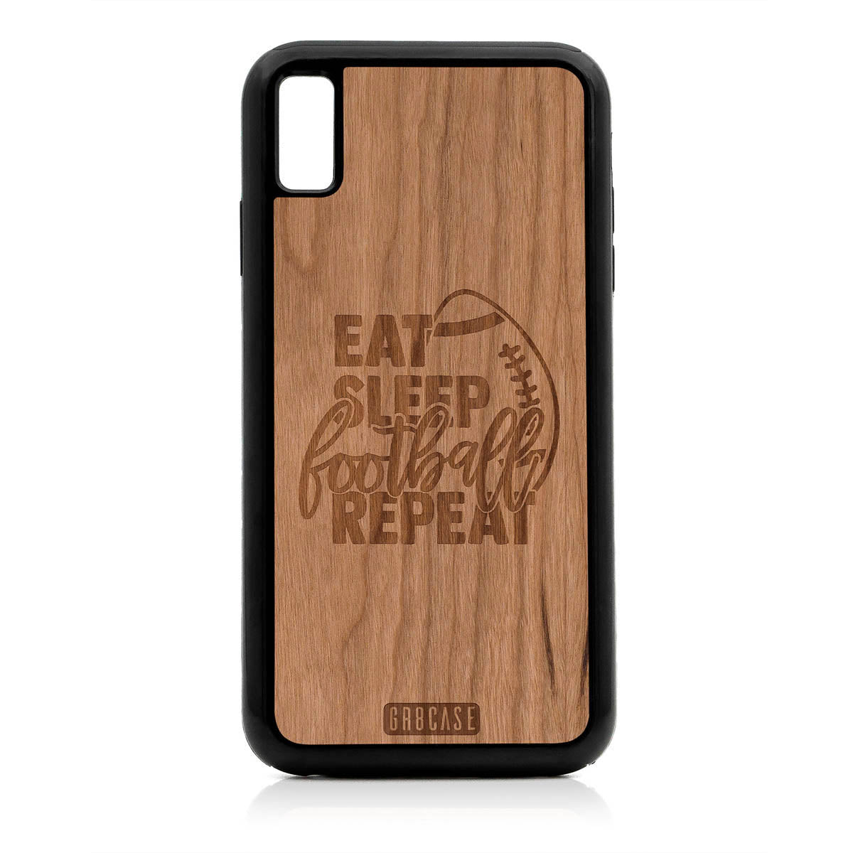 Eat Sleep Football Repeat Design Wood Case For iPhone XS Max