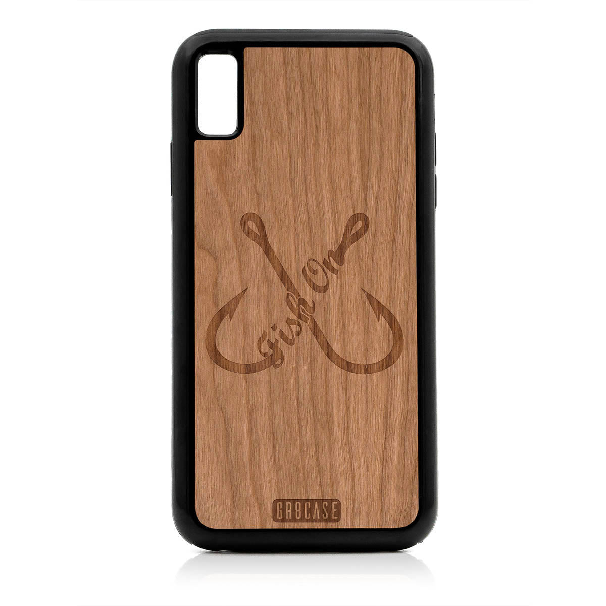 Fish On (Fish Hooks) Design Wood Case For iPhone XS Max by GR8CASE