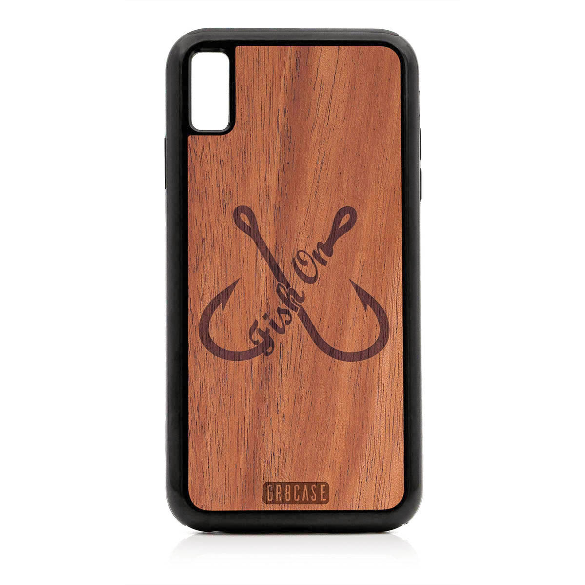 Fish On (Fish Hooks) Design Wood Case For iPhone XS Max by GR8CASE