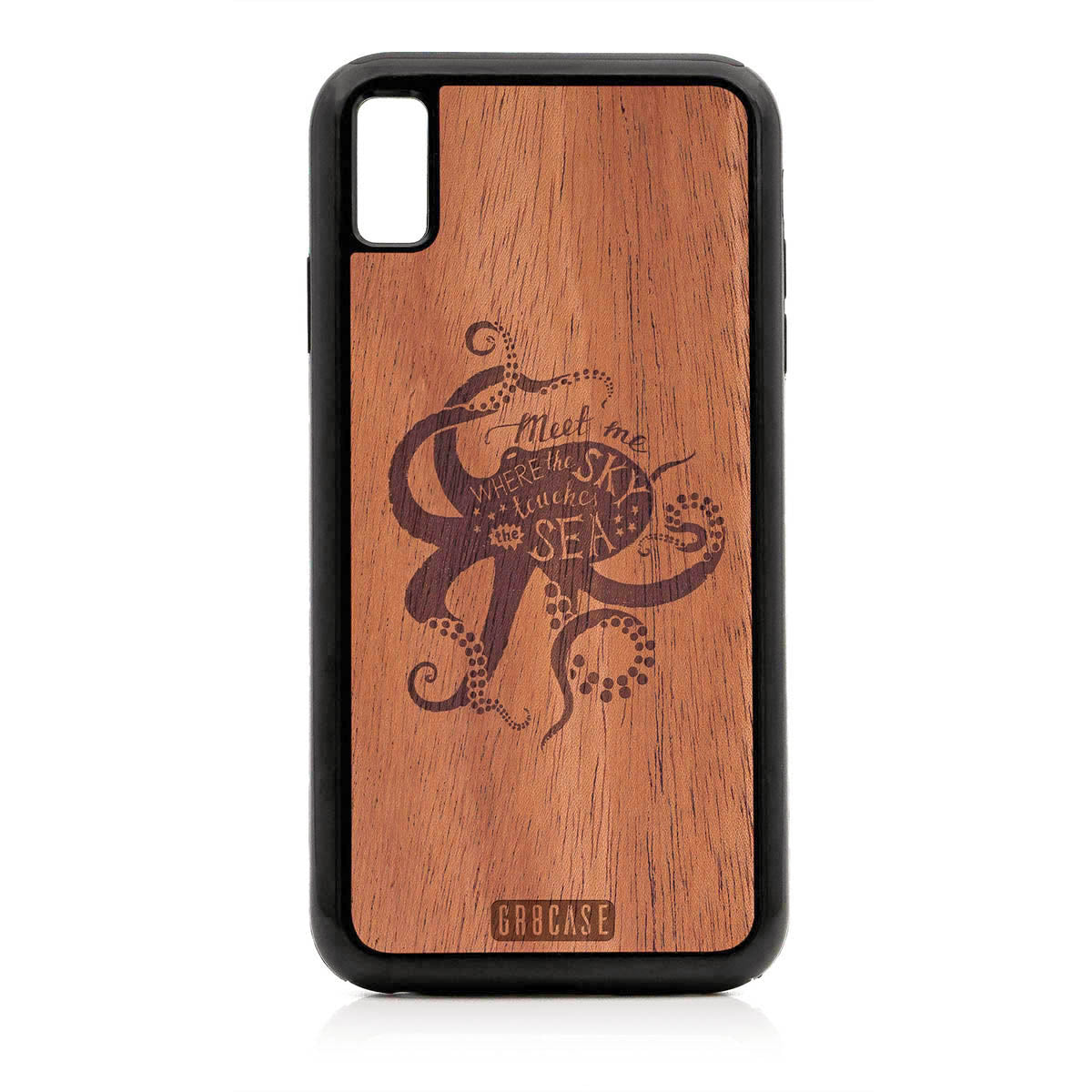 Meet Me Where The Sky Touches The Sea (Octopus) Design Wood Case For iPhone XS Max