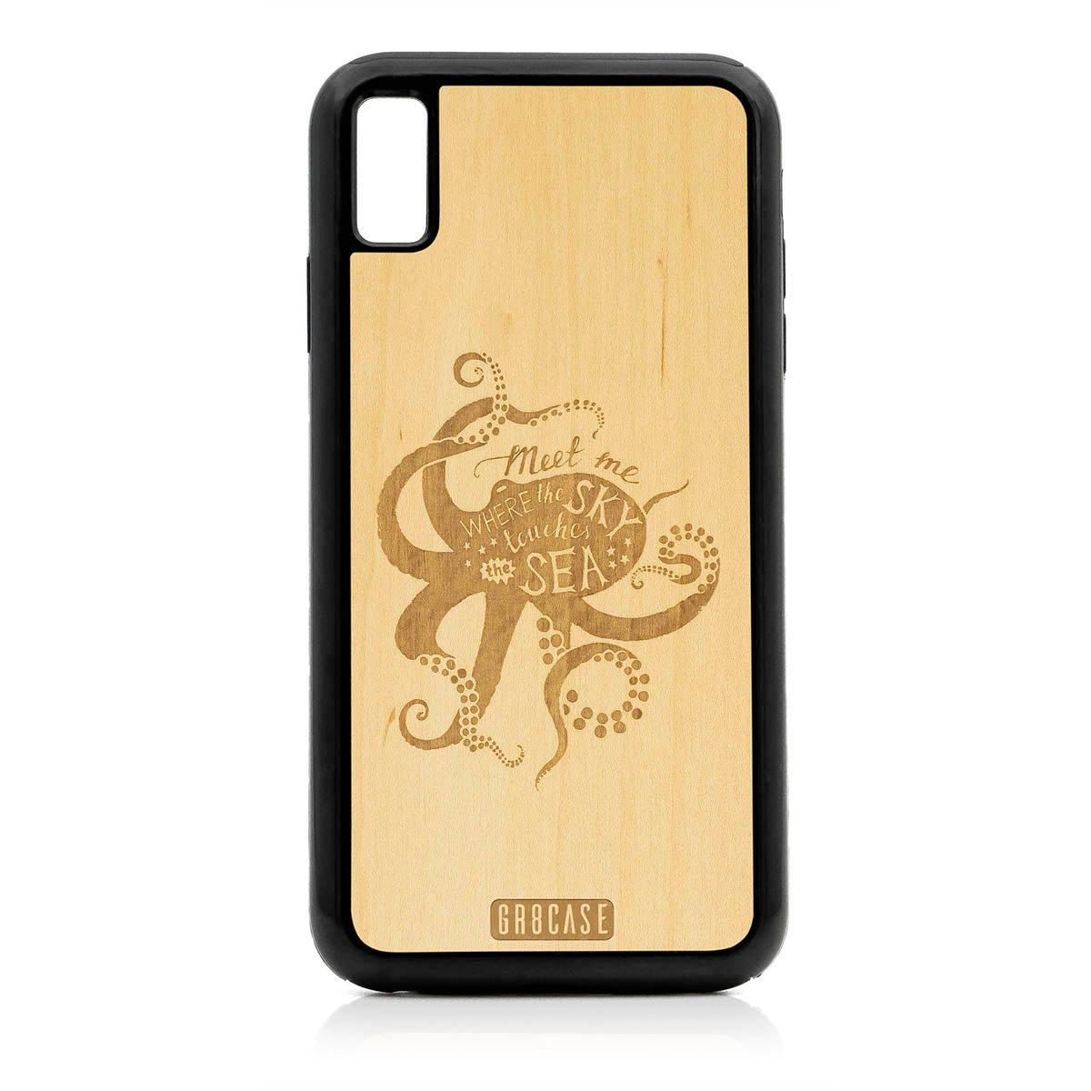 Meet Me Where The Sky Touches The Sea (Octopus) Design Wood Case For iPhone XS Max