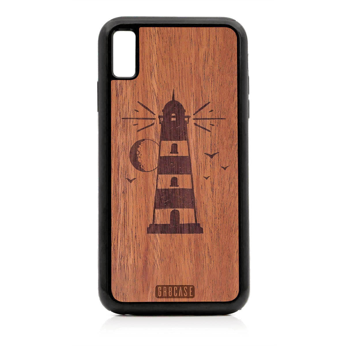 Midnight Lighthouse Design Wood Case For iPhone XS Max