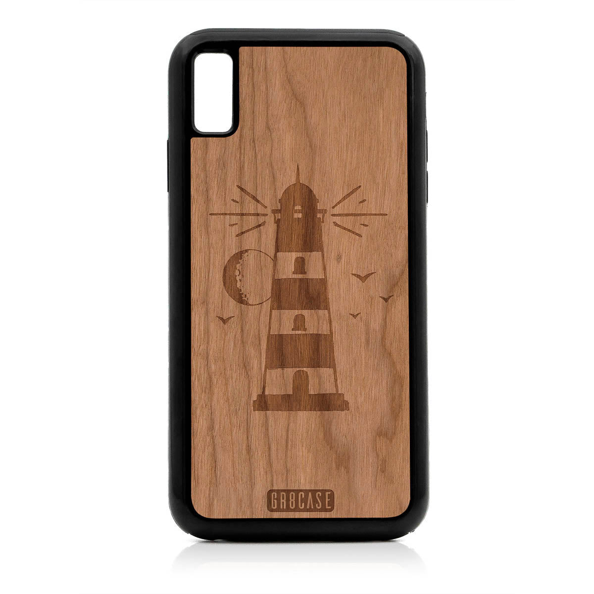 Midnight Lighthouse Design Wood Case For iPhone XS Max