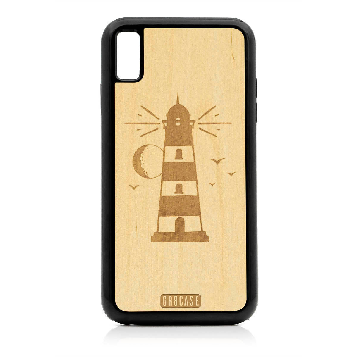 Midnight Lighthouse Design Wood Case For iPhone XS Max