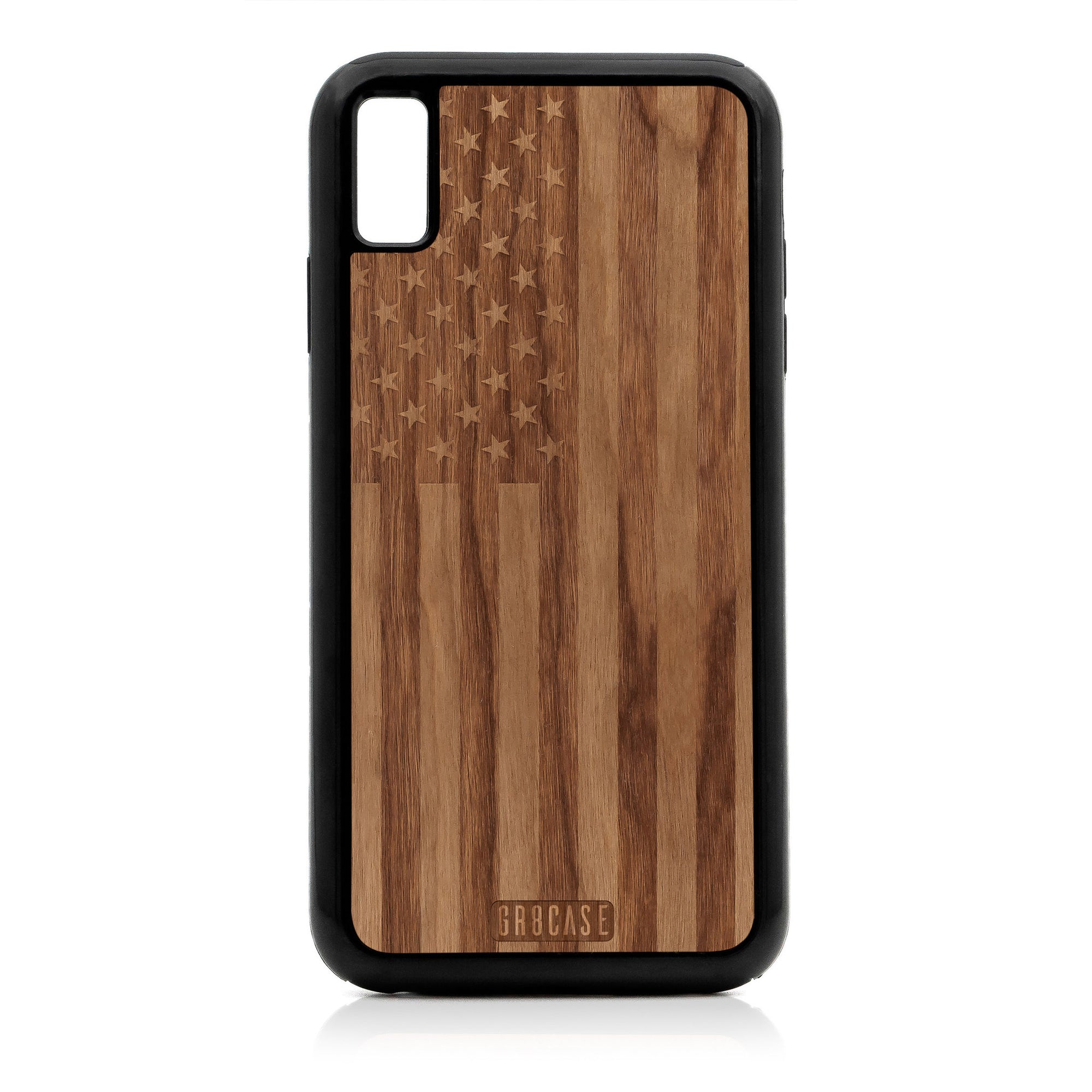 USA Flag Design Wood Case For iPhone XS Max