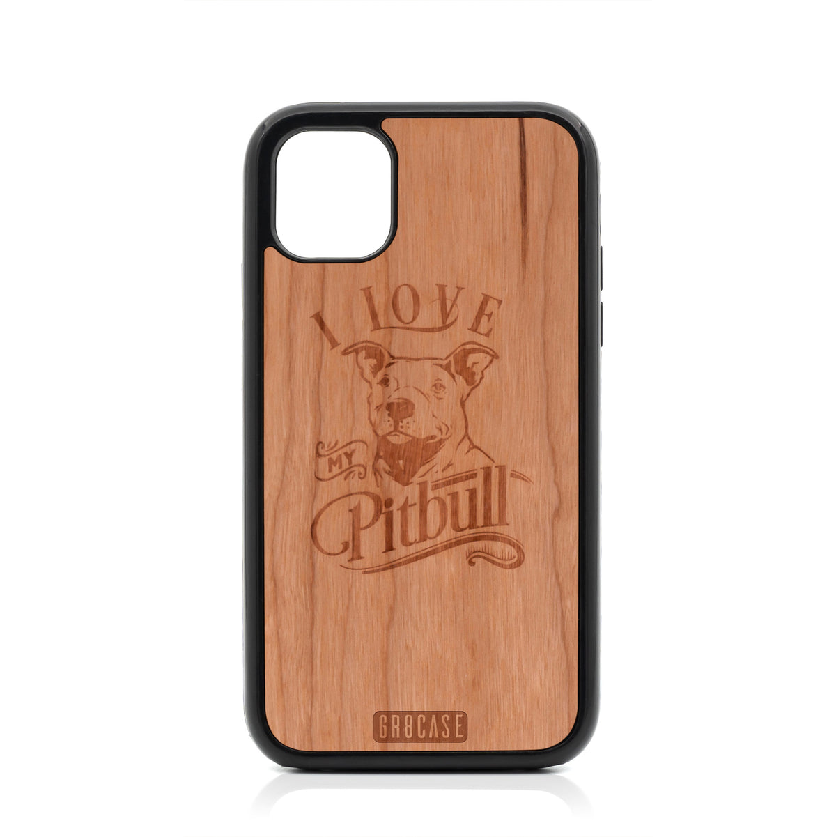 I Love My Pitbull Design Wood Case For iPhone 11 by GR8CASE