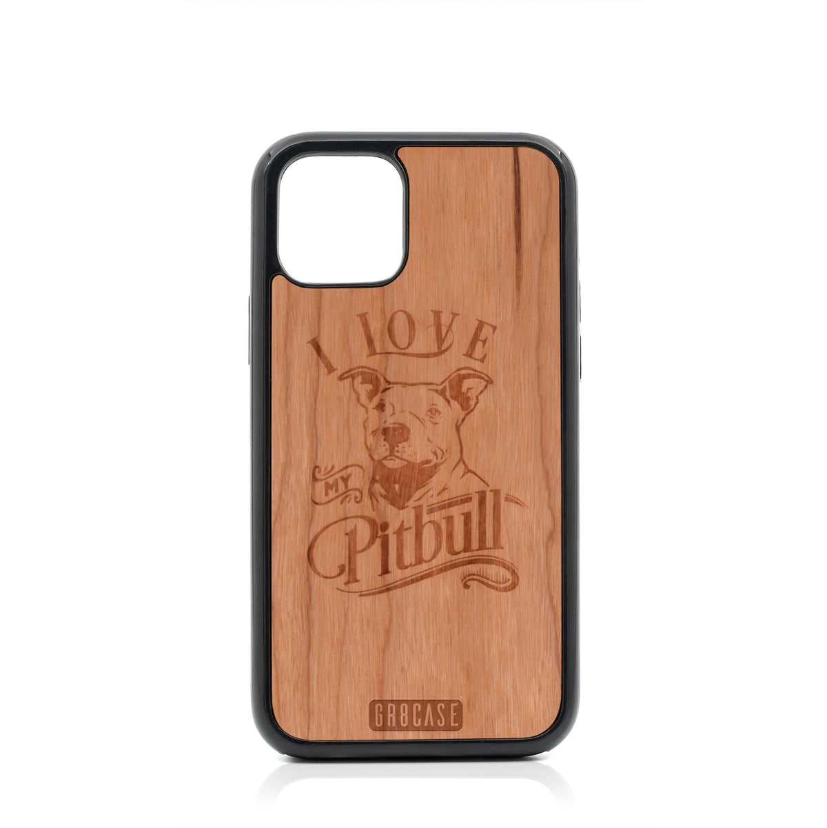 I Love My Pitbull Design Wood Case For iPhone 11 Pro by GR8CASE