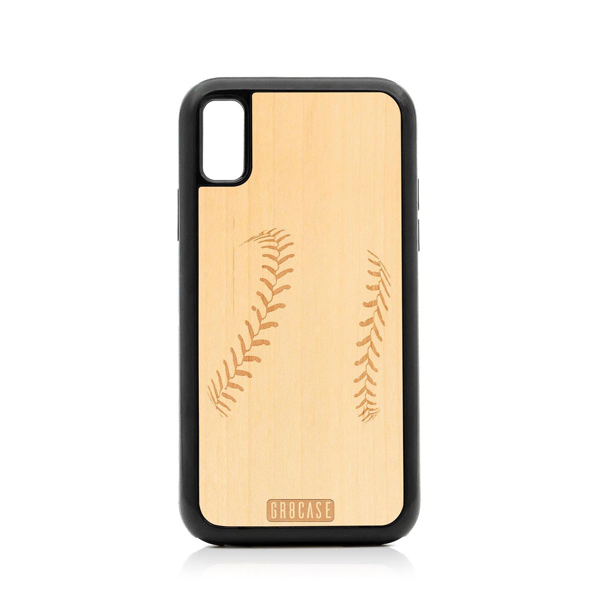 Baseball Stitches Design Wood Case For iPhone X/XS by GR8CASE