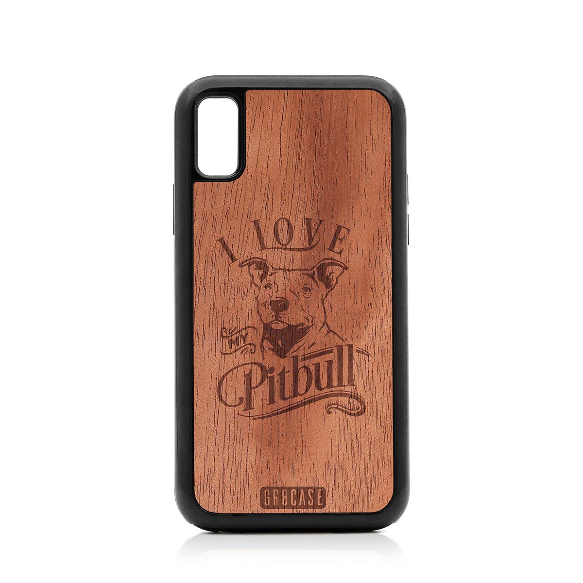 I Love My Pitbull Design Wood Case For iPhone X/XS by GR8CASE