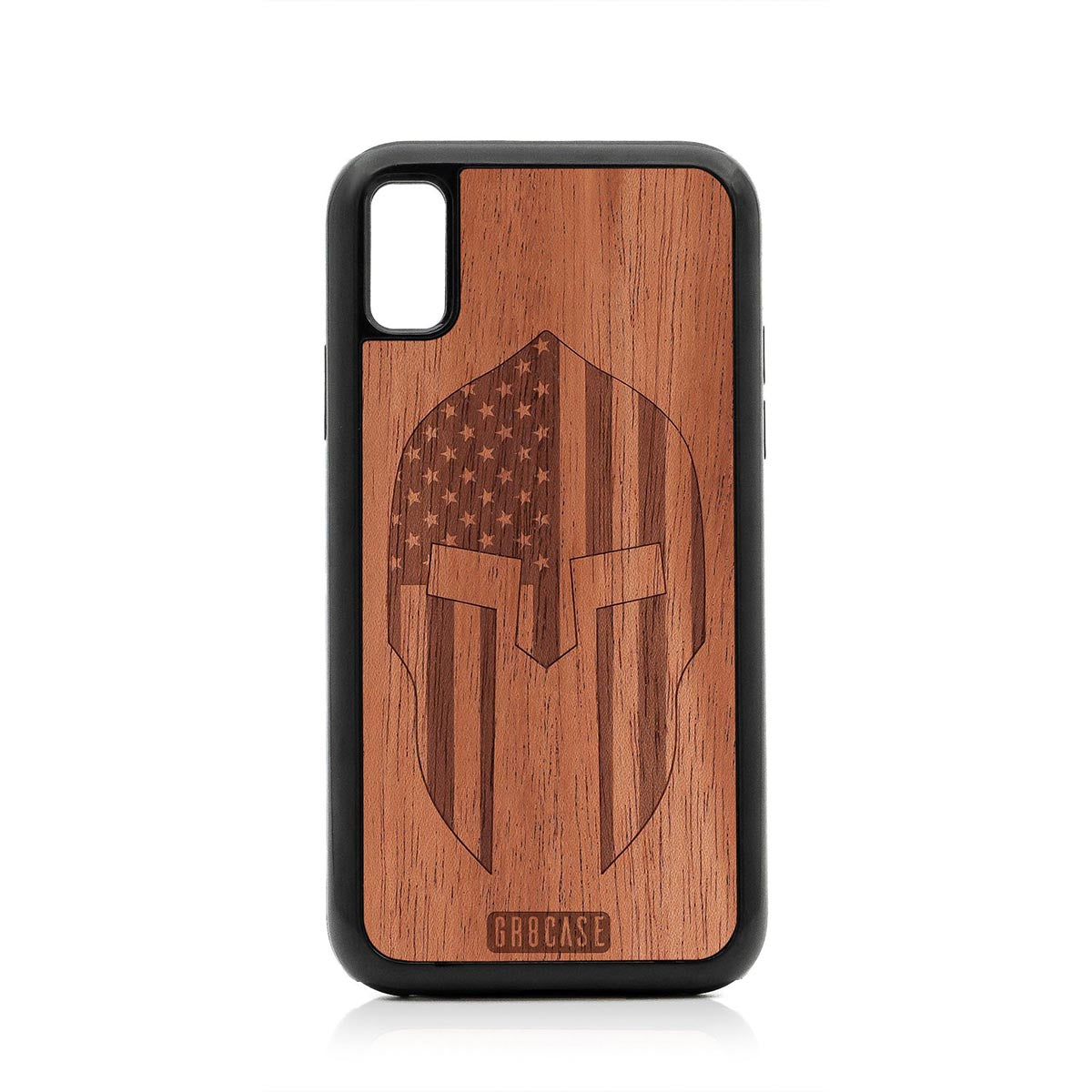 USA Spartan Helmet Design Wood Case For iPhone X/XS