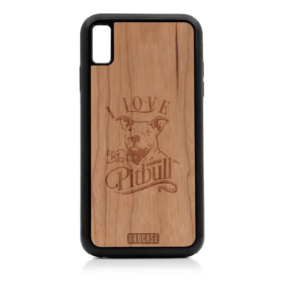 I Love My Pitbull Design Wood Case For iPhone XS Max by GR8CASE