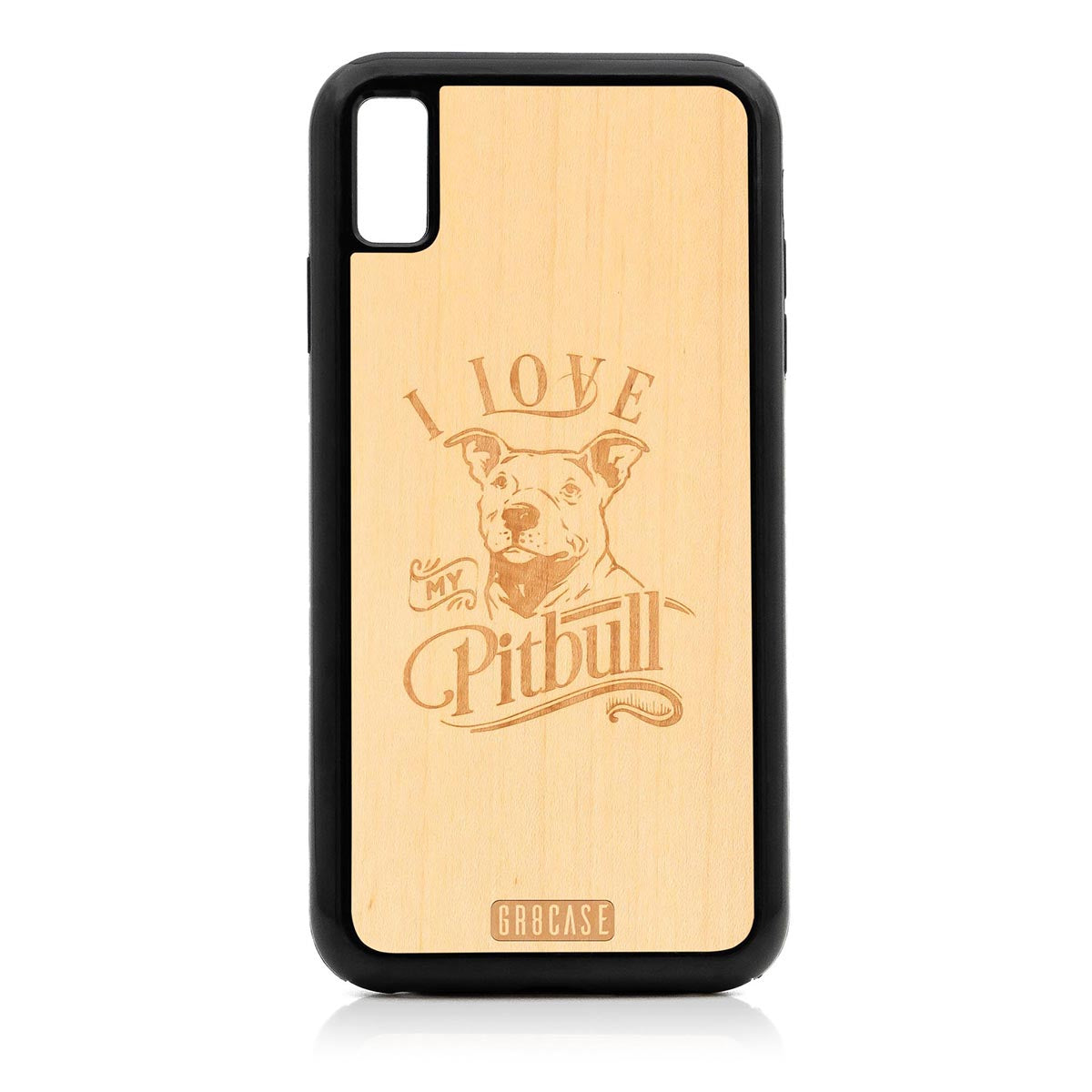 I Love My Pitbull Design Wood Case For iPhone XS Max by GR8CASE