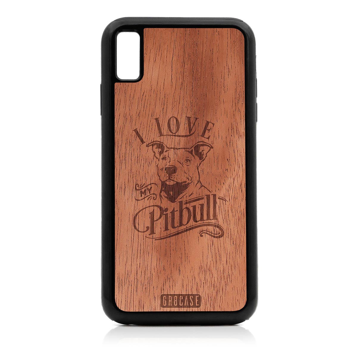 I Love My Pitbull Design Wood Case For iPhone XS Max by GR8CASE