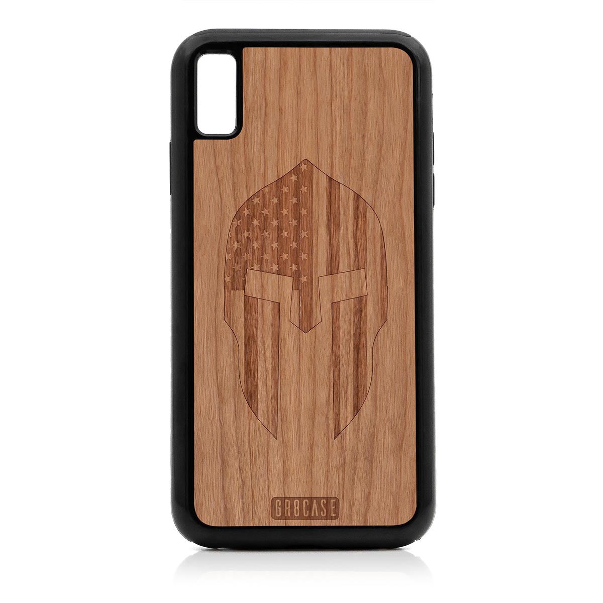 USA Spartan Helmet Design Wood Case For iPhone XS Max