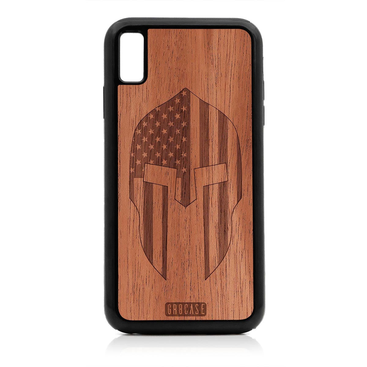 USA Spartan Helmet Design Wood Case For iPhone XS Max